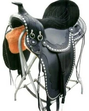 Saddle Handmade Black Ranch Roper Leather Barrel Saddle With Free Matching Set