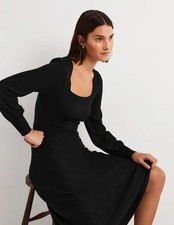 Boden - Square Neck Knitted Dress - Kleid Strickkleid Schwarz NEU - UK 8 L EU 36