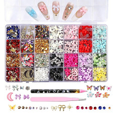 8000PCS 3D Nail Art Charms Decoration Kit, Cute Nail Charms  Rhinestones, Y2K