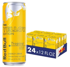 Red Bull Yellow Edition Energy Drink, Tropical, 12 Fl Oz, 24 Cans