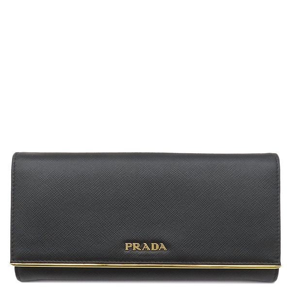 PRADA Long Wallet Logo Plate in Saffiano Nero 7.4*3.5*0.7 inch thumbnail 2