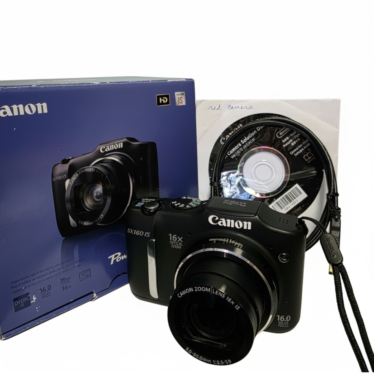 Canon PowerShot SX160 IS 16MP Digital Camera Black 16GB SD Card
