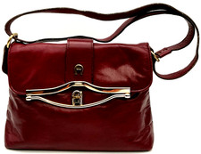 Vintage Etienne Aigner Handmade Oxblood Leather Shoulder Bag Brass Frame Latch