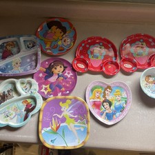 Little Girl Dinnerware Plate Lot Does Princess Frozen Strawberry Shortcake Tink
