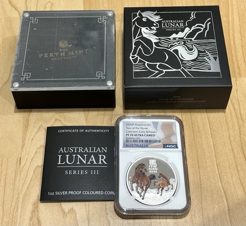 2026 Australia Lunar HORSE 1 oz Silver PROOF Colorized Coin BOX COA ER NGC PF70