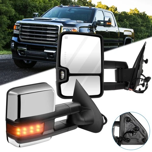 ? For 14-18 Chevy Silverado GMC Sierra Power Heated LED Signal Cover Mirrors