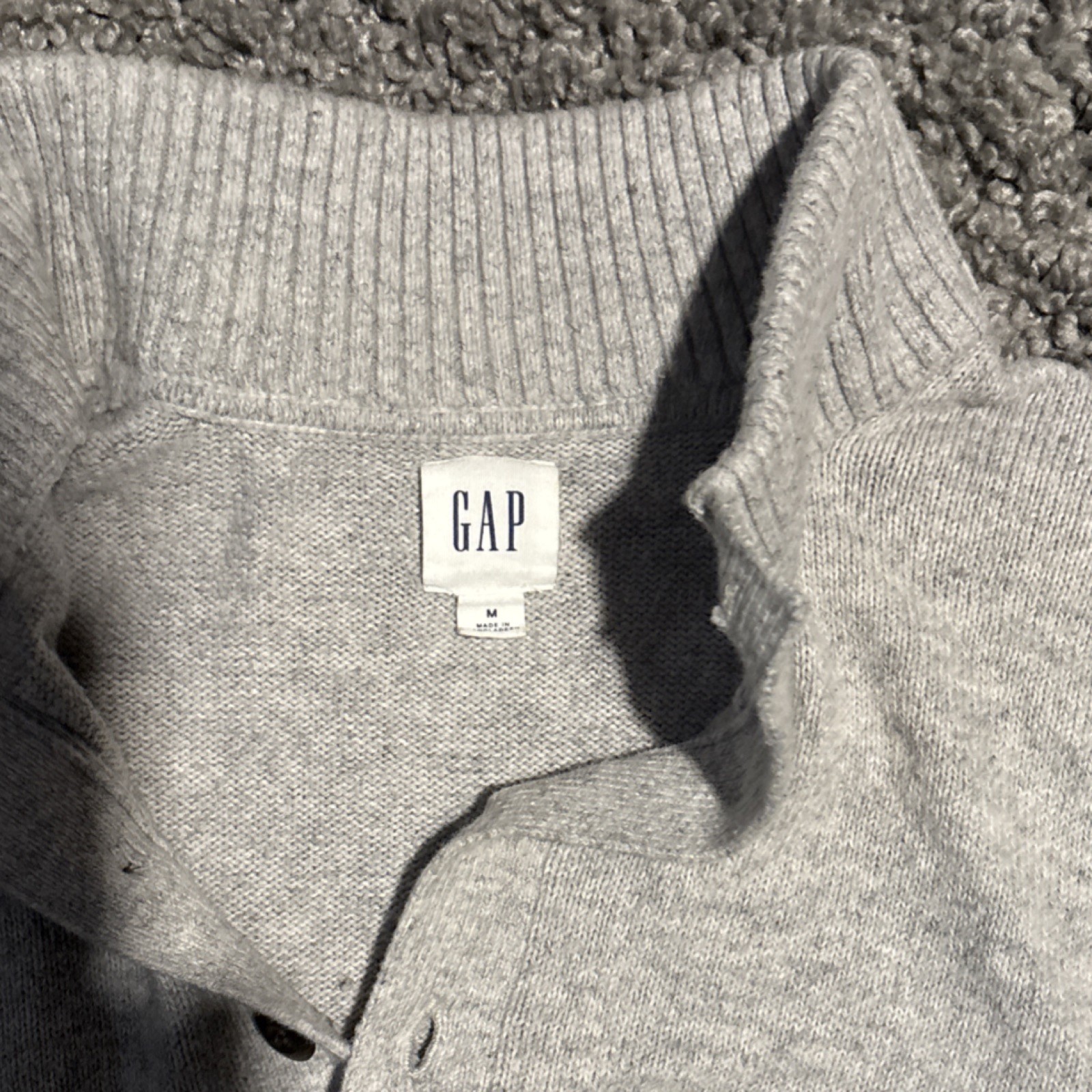 Gap Gray Cotton Knit Collared Button Pullover Swe… - image 2