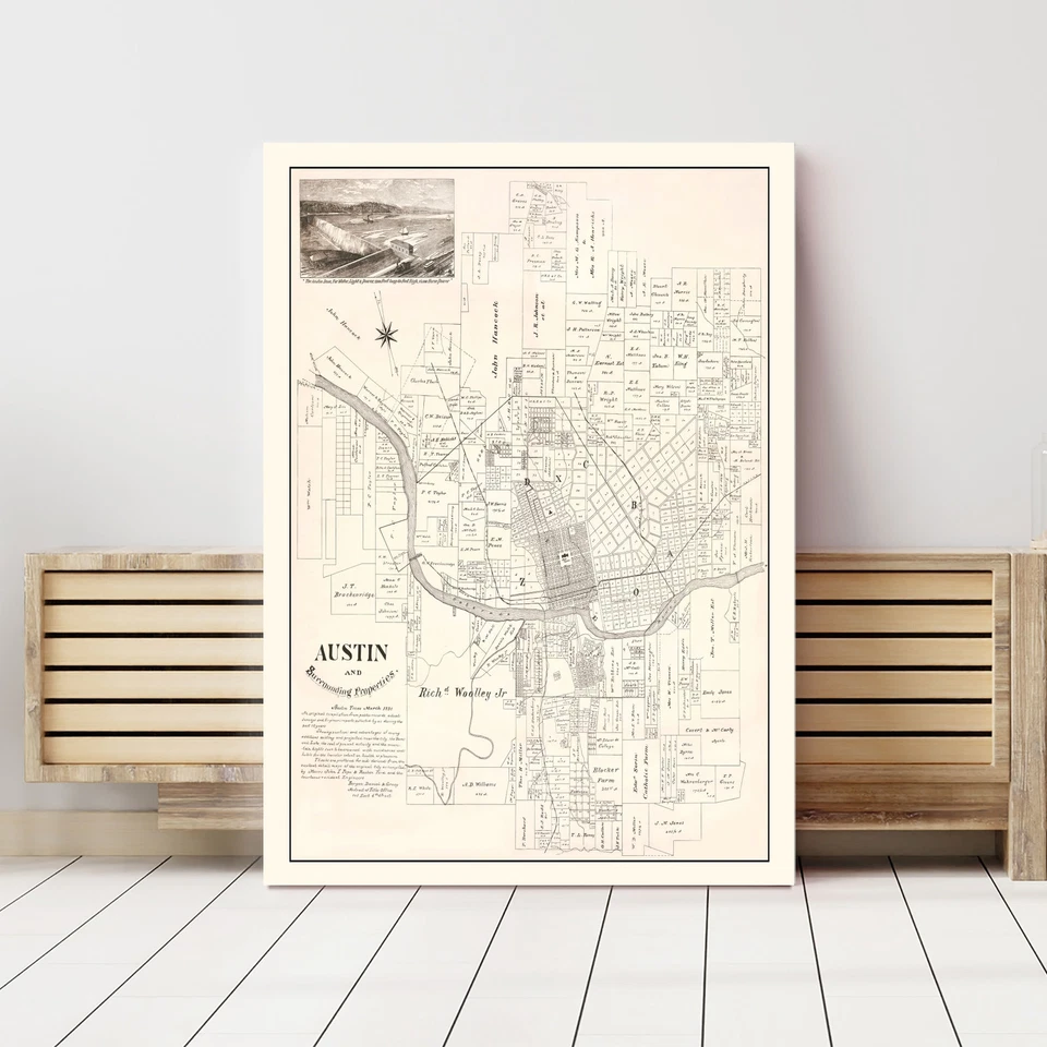 Old Map of Austin, TX 1891 - Vintage Austin Texas Art - Image 3 of 4