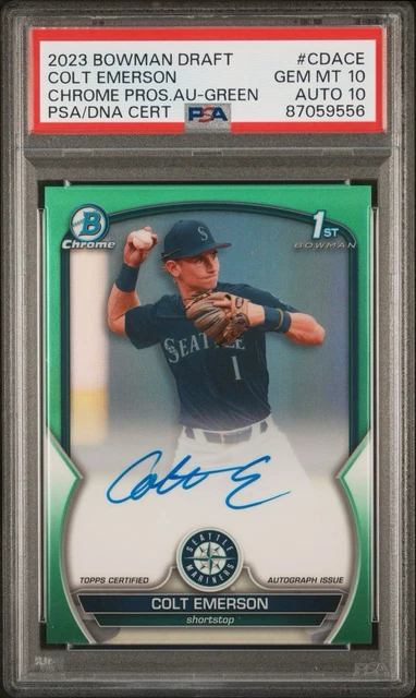 2023 Colt Emerson 1st Bowman Draft Auto Green Ref /99 PSA 10 DNA 10 💎 Pop 2