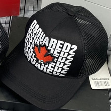 DSQUARED2 Maple Leaf Trucker Hat Black Mesh Cap Adjustable Snapback