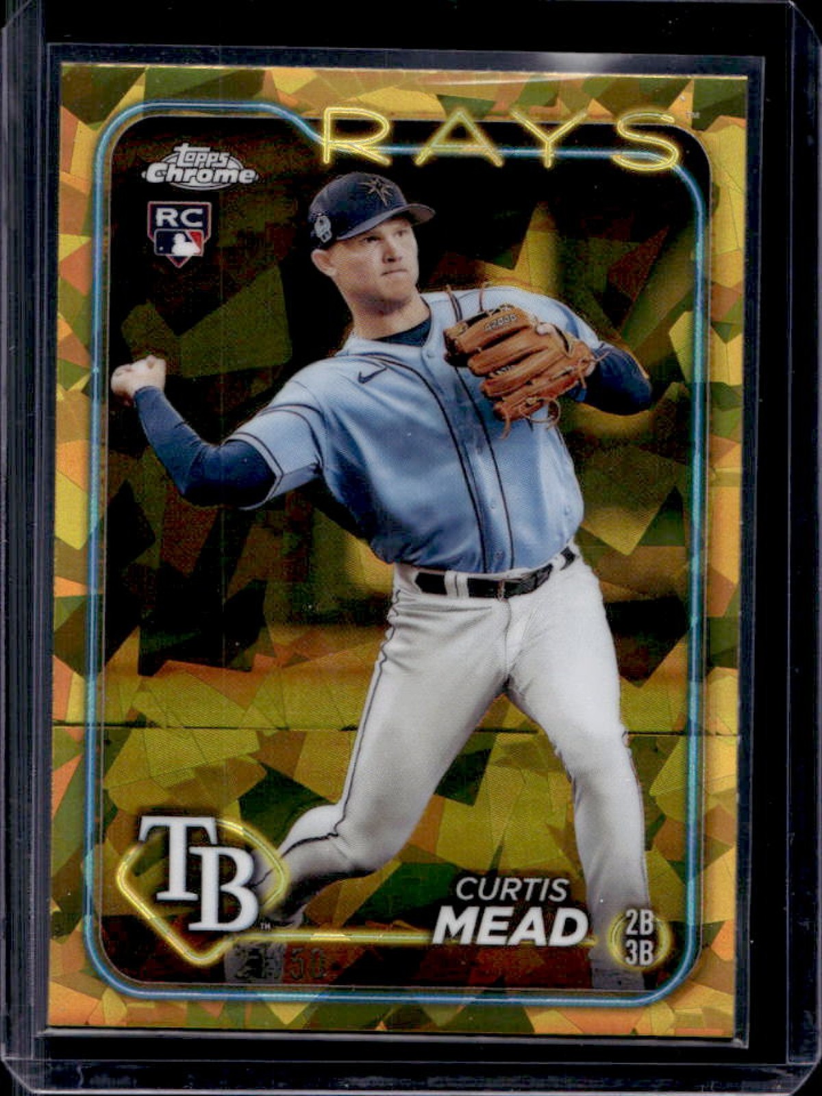 2024 Topps Chrome Sapphire Curtis Mead RC Gold Refractor Rookie #21/50 Rays