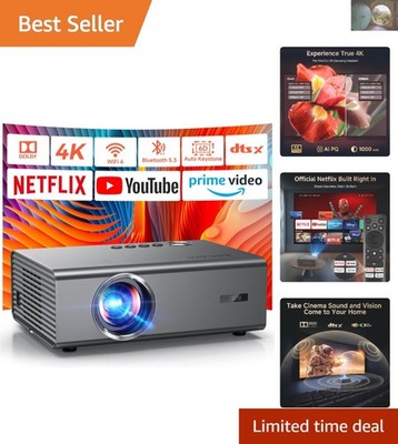 4K Projector with Netflix& Dolby Audio, 1200ANSI Auto Focus&6D Keystone Smart...