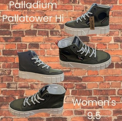 Palladium 9.5 Women's Pallatower Hi Olive Night Canvas New with Box