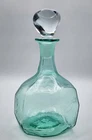 1980-83 Blenko 8017 Facet Line Decanter Antique Green Crystal Stopper Glass