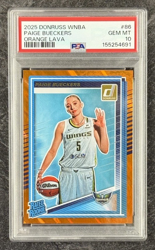 Paige Bueckers *PSA 10* 2025 Donruss WNBA Rated Rookie #86 Orange Lava # 050/199