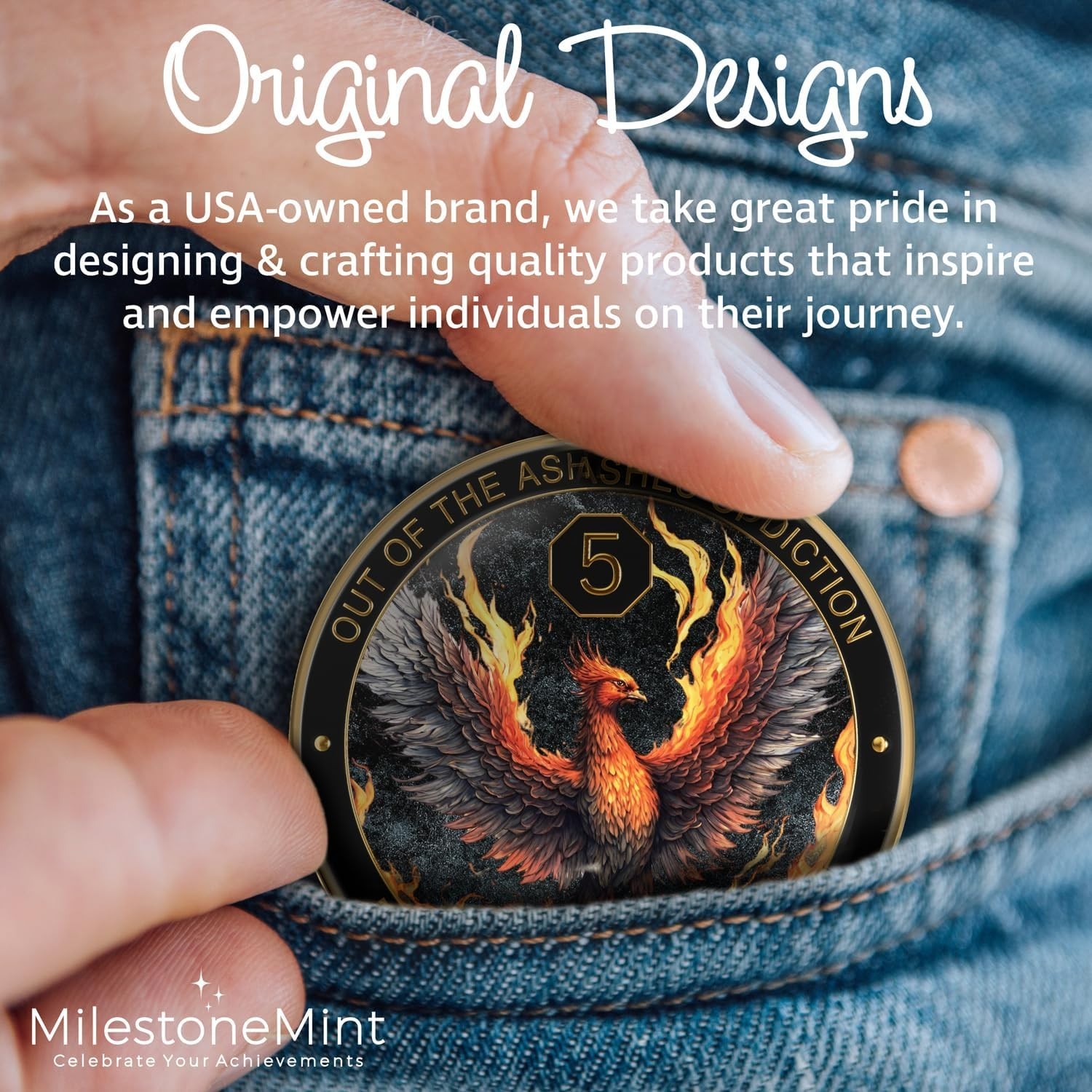 Phoenix Sobriety Coin 5 Year AA Chip Medallion Gift Set Sobriety Gifts for Anniv