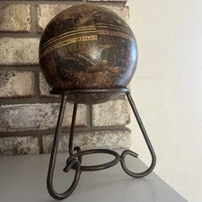 Stone And Metal Globe 9 Inches High