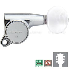 NEW Gotoh SG381-05P1 Tuning Keys L3 R3 w/ OVAL White Buttons Set 3x3 - CHROME