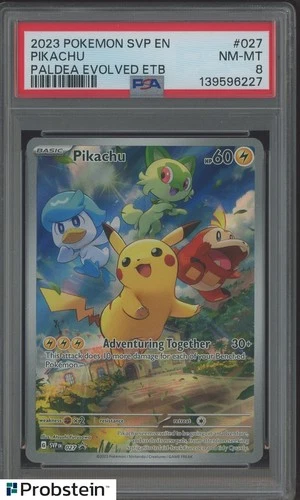 #2 2023 Pokemon SVP En Paldea Evolved ETB #027 Pikachu PSA 8 NM-MT