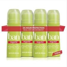 Ban Invisible Roll-on Antiperspirant Deodorant for 3.5 Fl Oz Pack of 4 