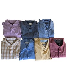 Mens Button Down Shirt Lot 7 Pieces Large 16.5-35 izod Dockers 8th Ave Bruno