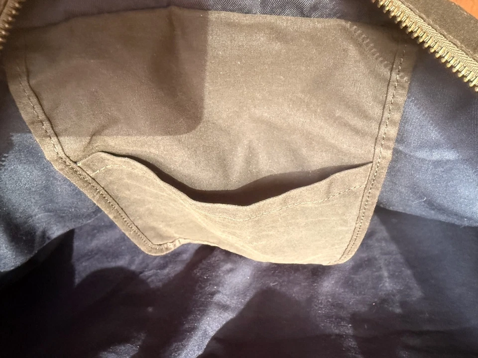 J Crew "Sporting Goods" large zippered tote bag in dark green waxed canvas - Image 4 of 4