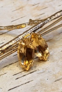 Authentic Solar Radiance Citrine Marquise Talisman Earrings