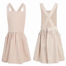 Kids Pinafore Apron, Cross Back Apron, Japanese Style Bib Aprons Home Clothes...