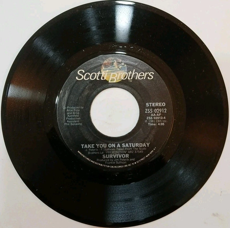 Survivor~Eye of the Tiger~Take You On A Saturday ~1981 CBS 45rpm Vinyl Record - Image 4 of 4
