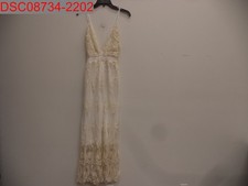 NWT - Women's White Antic Lace Overlay Sleeveless Dress, Size M 1161012