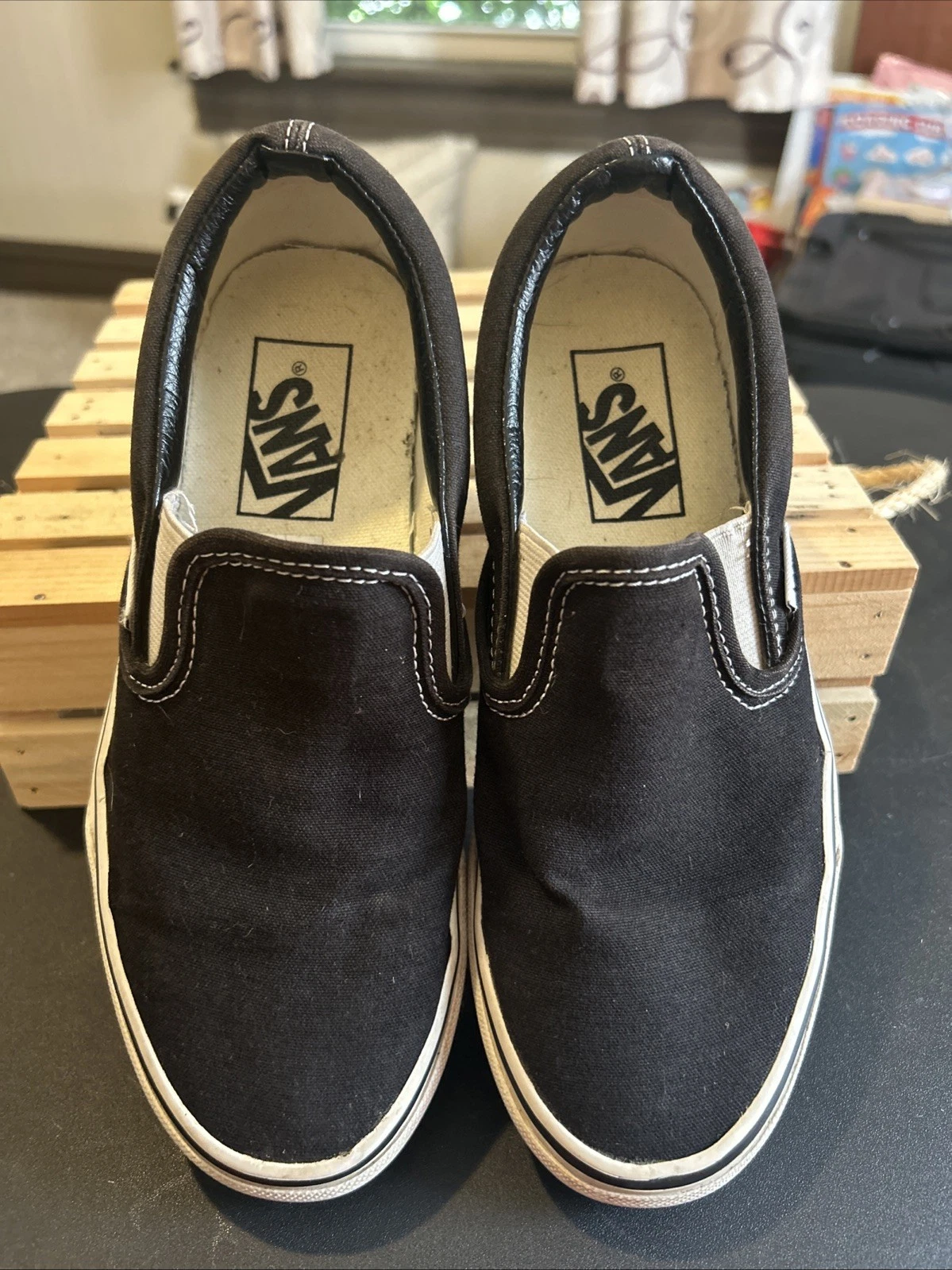VANS MOCASSINI CLASSICI SLIP ON NERO BIANCO SKATE UOMO TAGLIA 4.0 DONNA TAGLIA 5.5