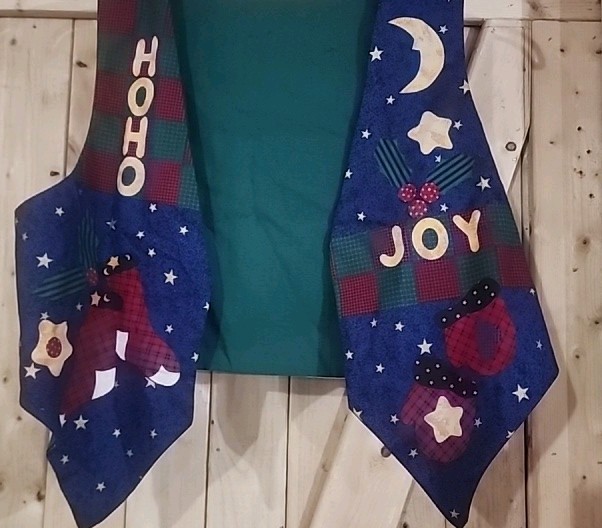 Handmade Christmas Panel Patchwork Printed Vest H… - image 2