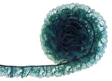 HUNTER GREEN 2 Inch Wide Ruffled Floral Lace Trim By 5 Yards