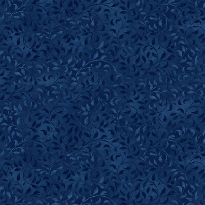 Wilmington Prints True Navy Blue Climbing Vine 45'' Wide 100% Cotton BTY