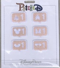 Disney Parks Patched Patches Mickey Mouse Icons LIKE Set 6 Press Sew Pink Bubble