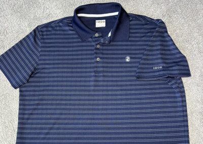 Izod Golf Polo Men's Navy Blue Size XLarge Striped PreOwned Polyester Pre-Owned