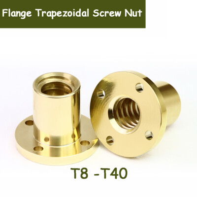 Round Flange Trapezoidal Screw Nut Copper Right Hand Threaded T8 T10 T12-T40