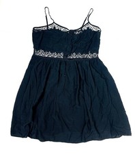 Topshop Womens Black Sundress Size 12 Spaghetti Strap Crochet Waist Festival