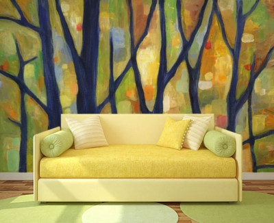 3D Watercolor Branches ZHUA107 Wallpaper Wall Murals Removable Self-adhesive Amy