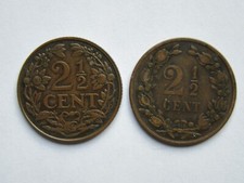 Niederlande KM138 2,5 Cent 1877 und KM150 1929 ss/vz