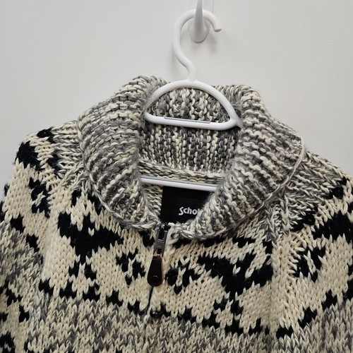 Schott Cowichan Sweater Heavy Heritage Navajo Eagle Cardigan Wool Jacket Medium - Picture 2 of 10