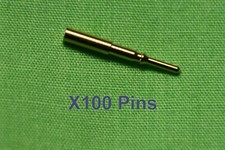 Amphenol D-sub male crimp pins. Package of 100 pins. New from bulk supply.