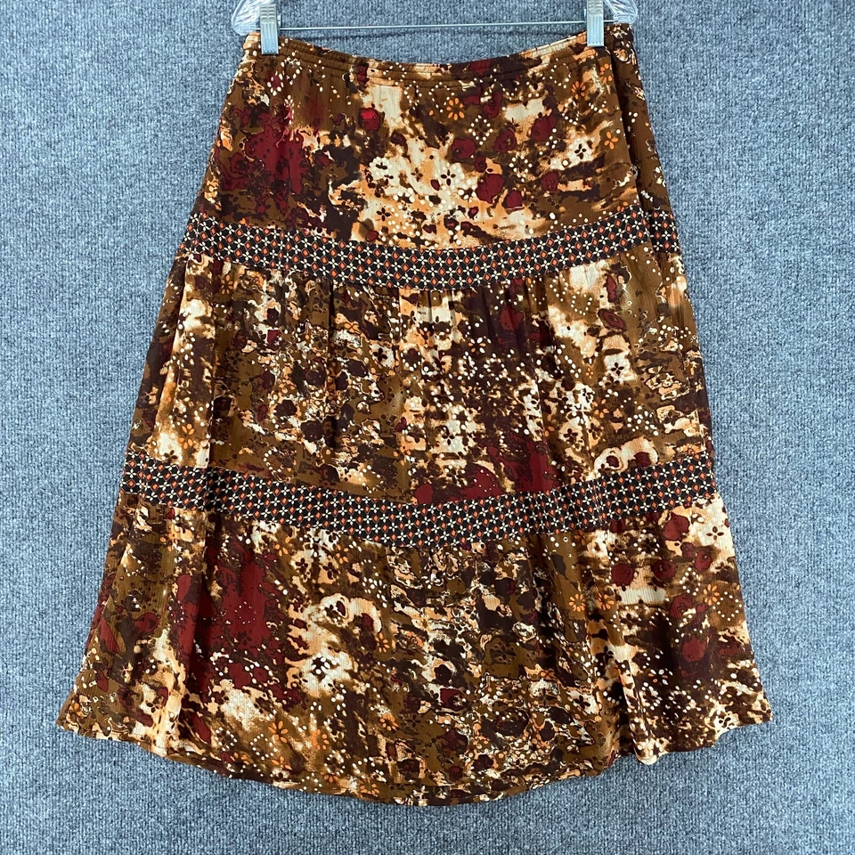 Falda Mujer Talla 14 Marrón En Niveles Fluida Boho Pradera Hada Cottagecore Gitana Años 90 Foto 4 de 4