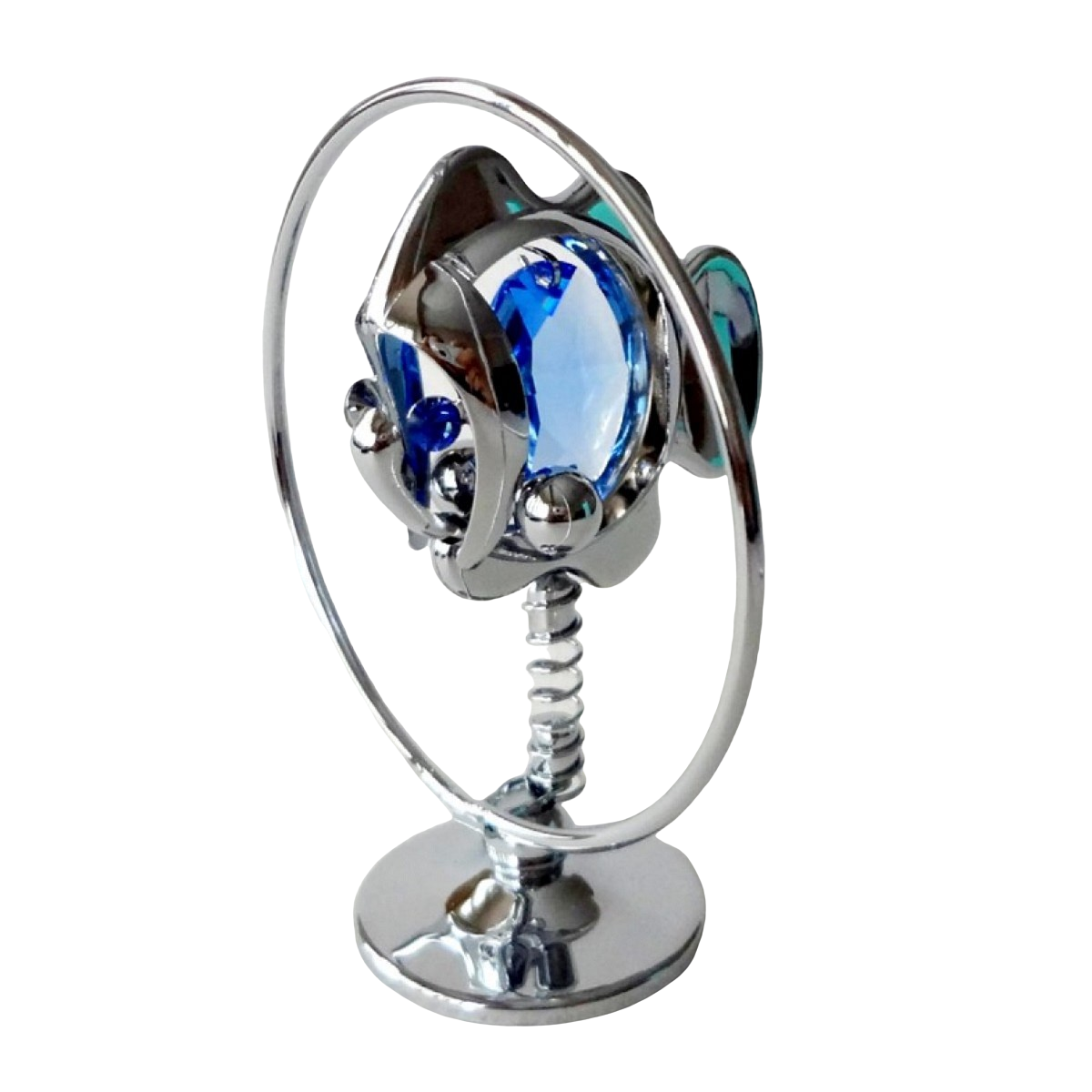 Crystocraft Fish Crystal Ornament With Swarovski Elements Gift Boxed Blue Silver