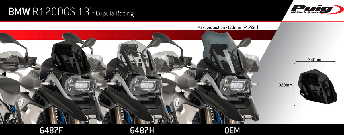 Puig Racing Screen Dark Smoke BMW R1200 GS & Adv 13 - 18 R1250 GS