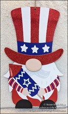 NEW FOURTH 4TH OF JULY PATRIOTIC UNCLE SAM GNOME WALL OR DOOR SIGN HANGING