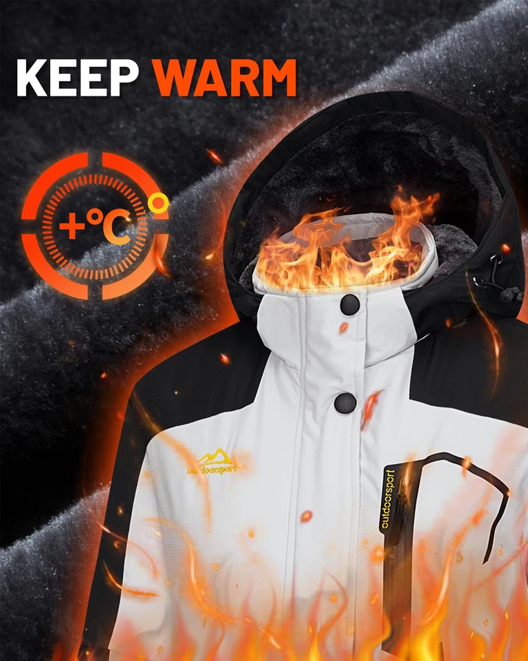 Mujer Invierno Esquí Nieve Chaqueta Térmica Forrada de Vellón Exterior Trabajo Informal Abrigo Cálido Foto 3 de 4