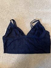 Aerie Bralette Lace Unlined Pullover Adjustable Straps Blue Size Medium