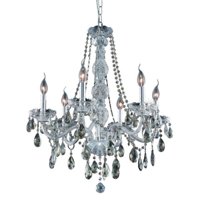 Elegant 7956 Verona 6-LT 24'' Royal Cut Chandelier, Chrome/Smoke - 7956D24C-GT-RC