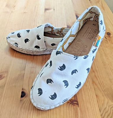 Ubuntu Shoes Women Size 8 Espadrille Afridrille Elephants Flats Made in Kenya